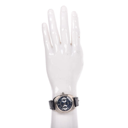 Hermes 18K White Gold Alligator 40.5mm Dressage Annual Calendar Automatic Watch Bleu Obscur 2 of 11