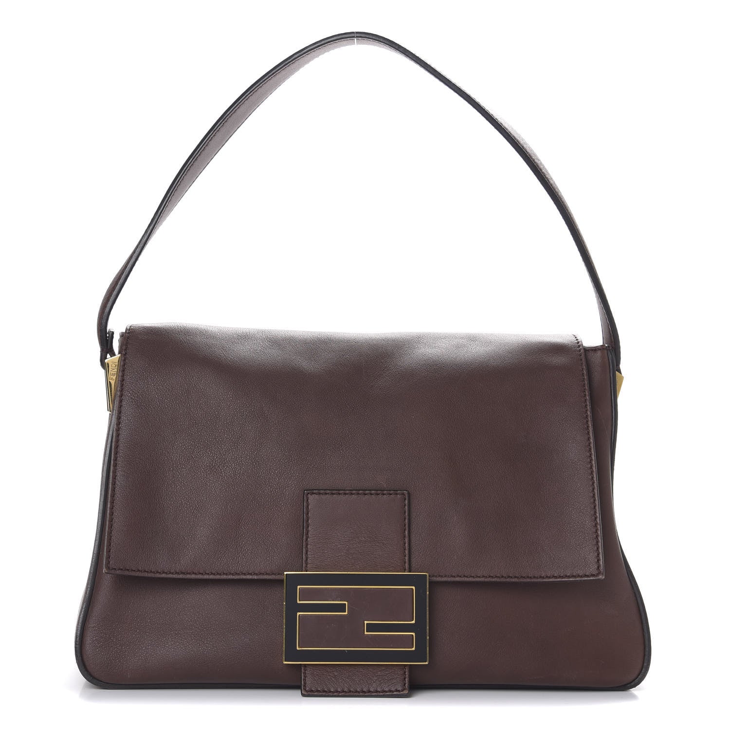 Fendi Vitello Flamingo Enamel Big Forever Mama Baguette Brown 1 of 17