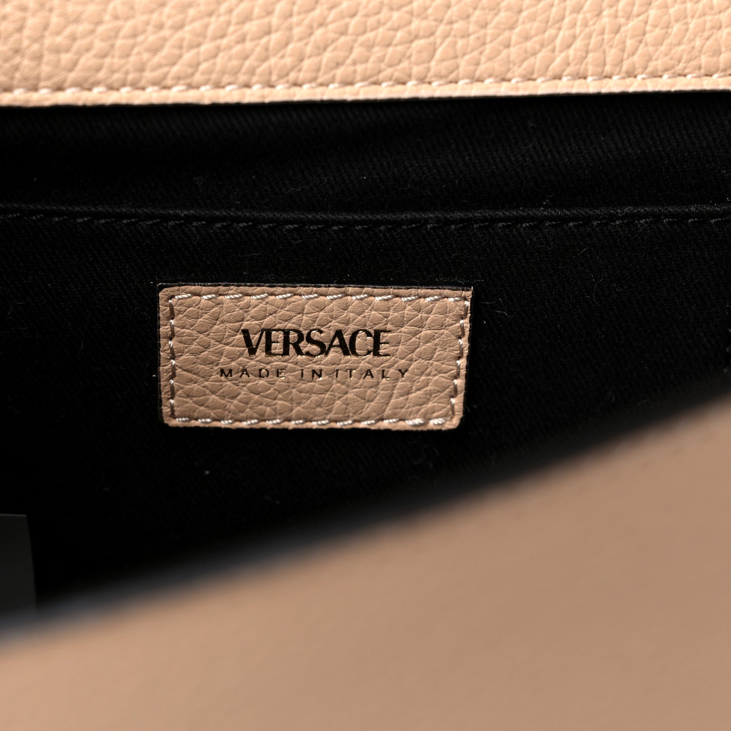 Grained Calfskin Virtus Shoulder Bag Beige