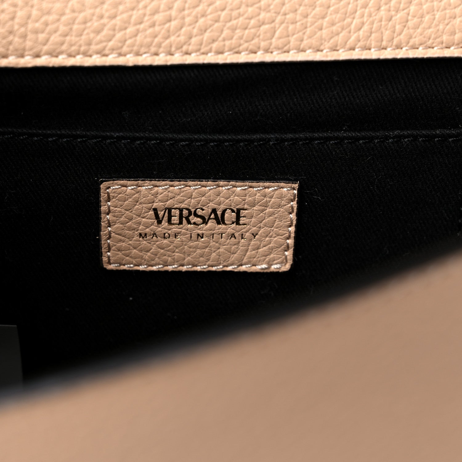 Versace Grained Calfskin Virtus Shoulder Bag Beige 6 of 9