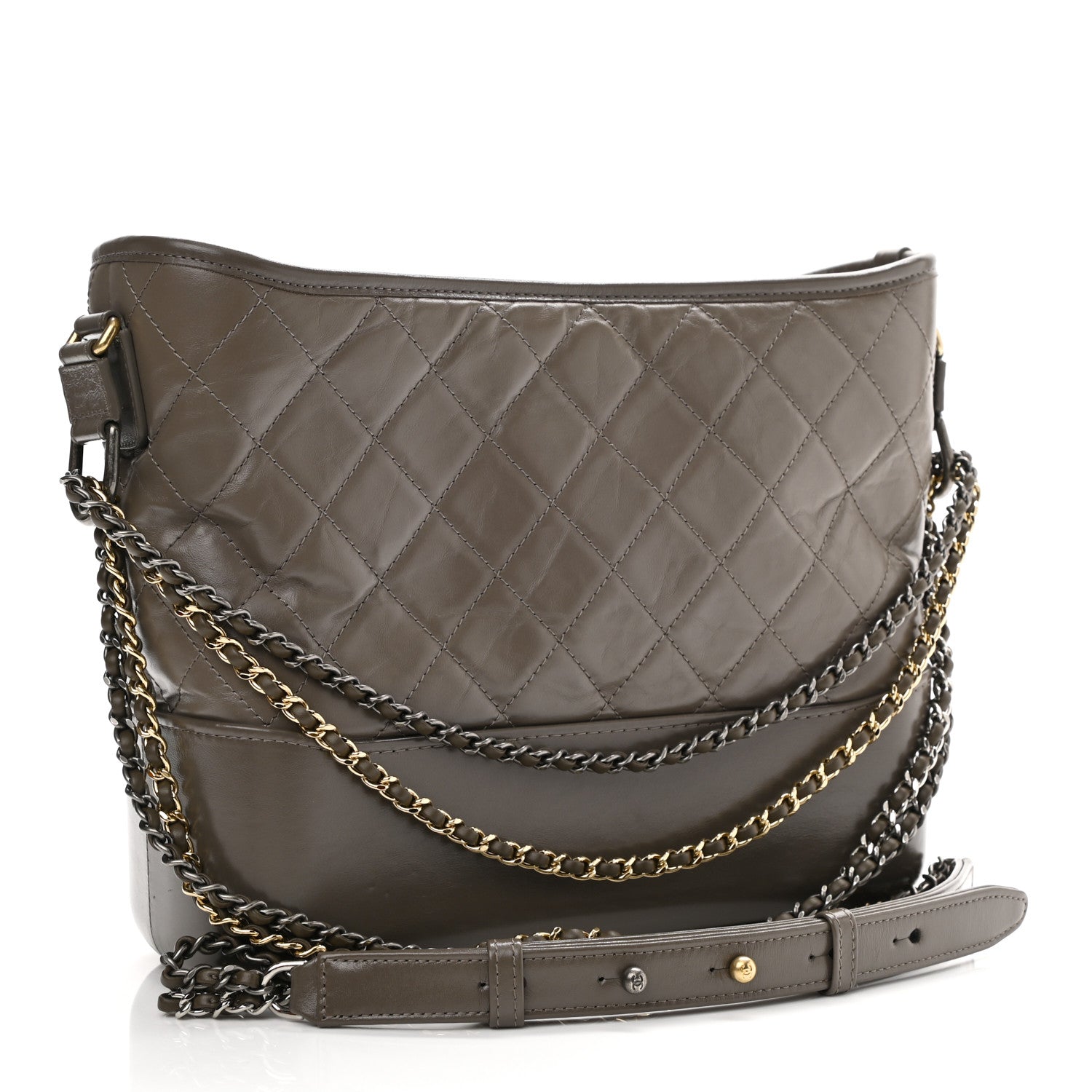 Chanel Aged Calfskin Quilted Medium Gabrielle Hobo Grey 3 of 12