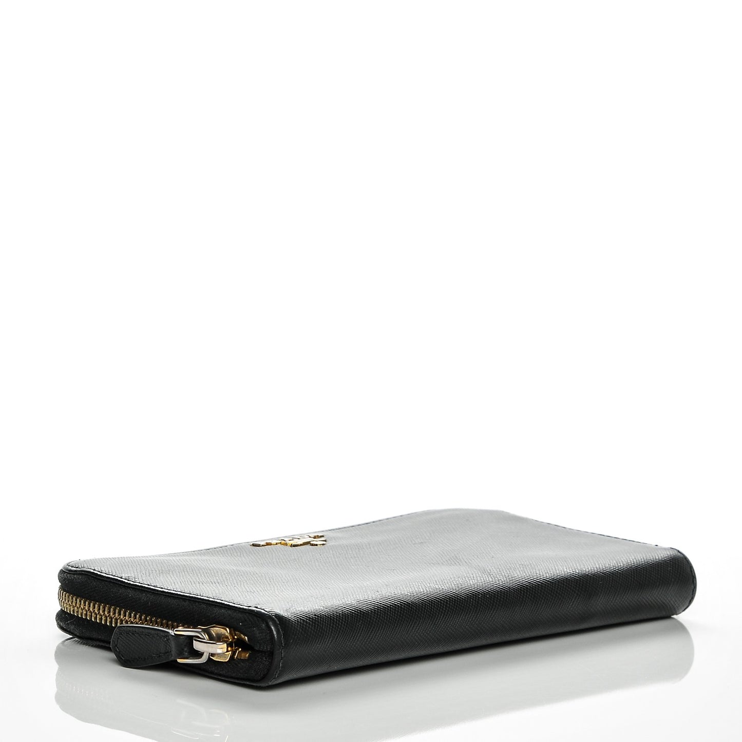 Saffiano Metal Zip Around Wallet Nero Black