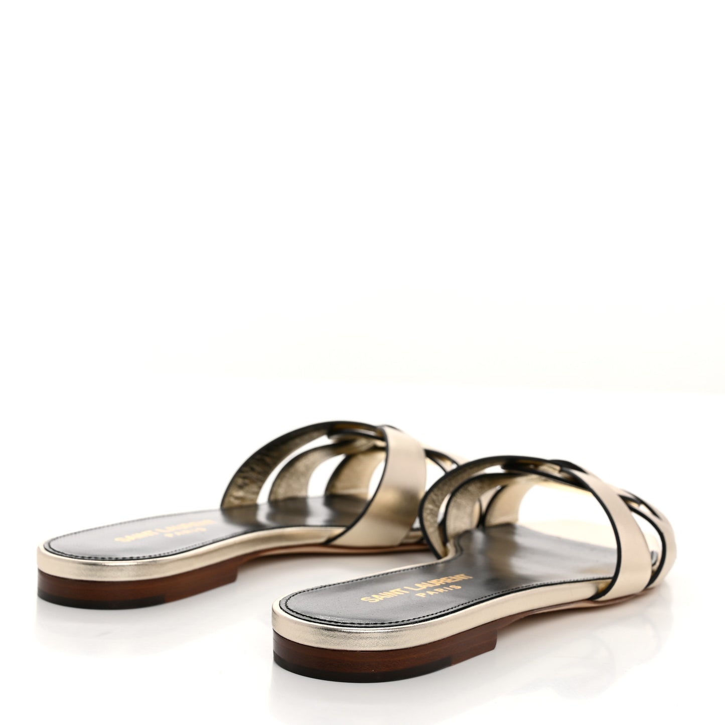 Metallic Calfskin Nu Pied 05 Slide Sandals 35.5 Platino