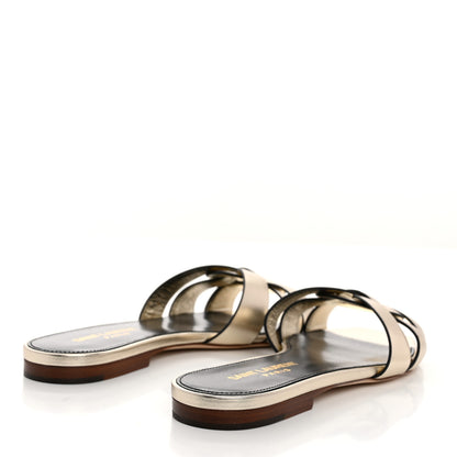 Saint Laurent Metallic Calfskin Nu Pied 05 Slide Sandals 35.5 Platino 4 of 9