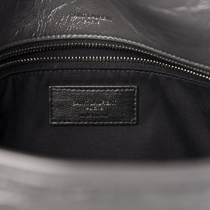 Saint Laurent Crinkled Calfskin Matelasse Monogram Medium Niki Chain Satchel Storm 9 of 14
