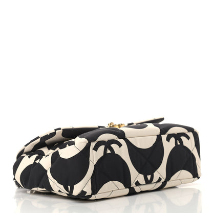 Chanel Fabric Printed Large Chanel 19 Flap Black Ecru 4 of 10