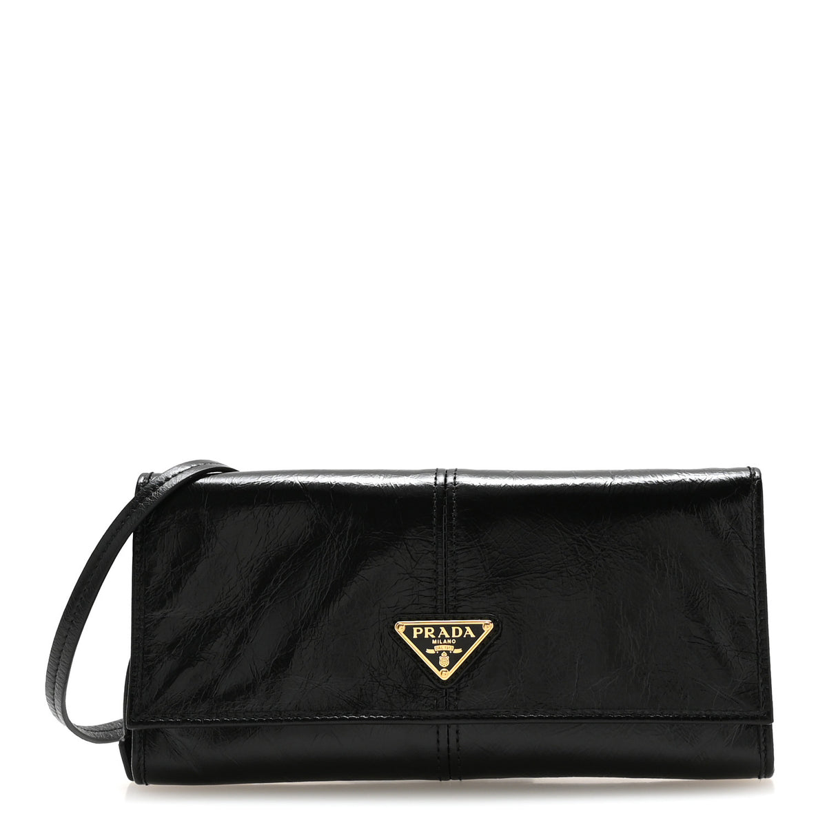 Soft Lux Calfskin Triangle Wallet With Strap Black