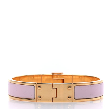 Hermes Enamel Charniere Uni Narrow Hinged Bracelet M Rose Candeur 2 of 3
