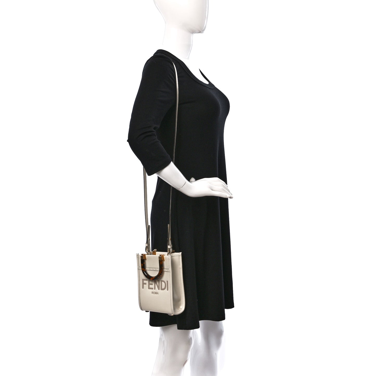 Vitello King Plexiglass Logo Embossed Mini Fendi Sunshine Shopper Tote White Ice