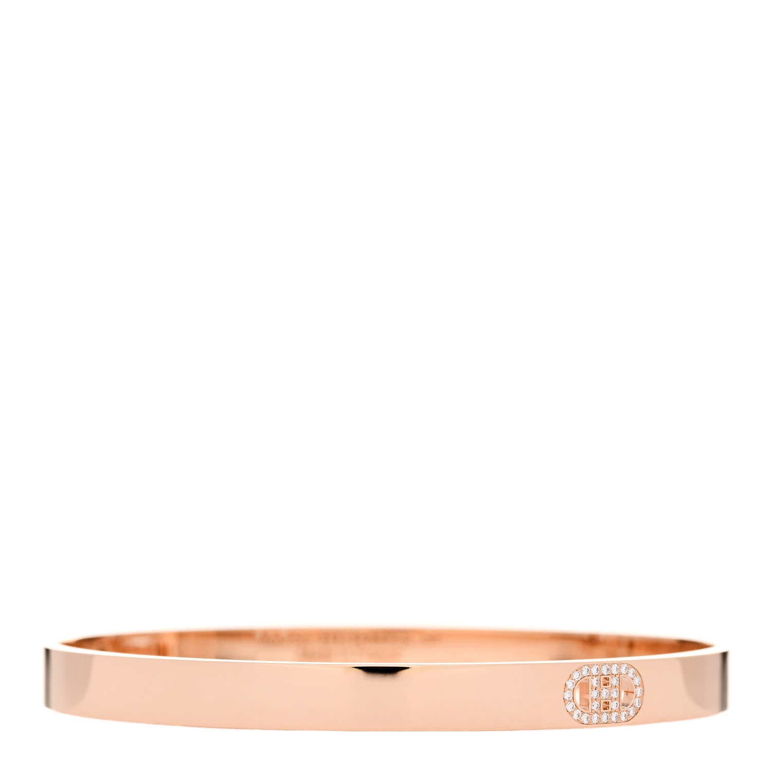 Hermes 18K Rose Gold Diamond PM H D'Ancre Bracelet ST 1 of 4