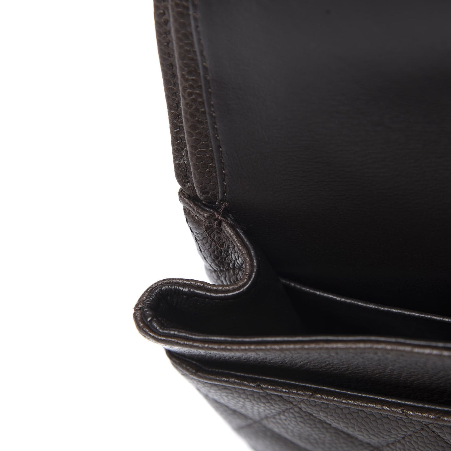 Caviar Quilted Medium Double Flap Brown