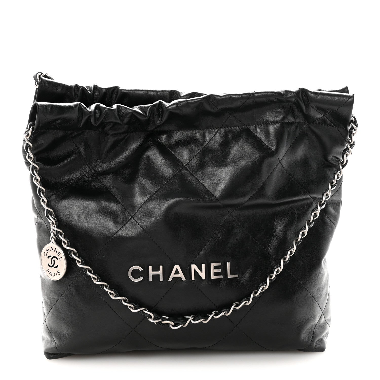 Chanel Shiny Calfskin Quilted Small Chanel 22 Black 1 of 10