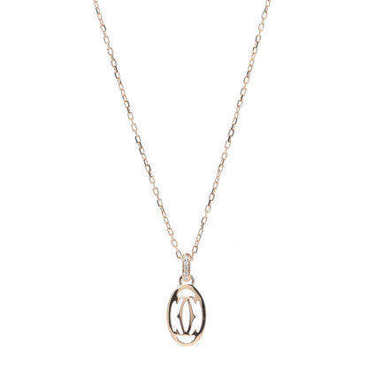 Cartier 18K Pink Gold Diamond Logo Pendant Necklace 1 of 5