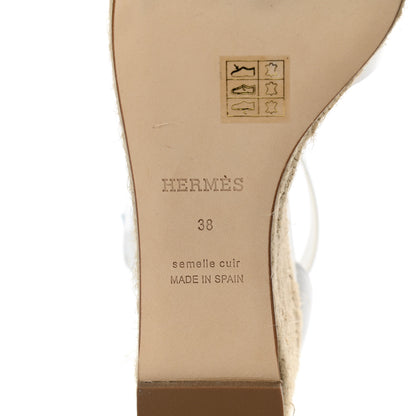 Hermes Goatskin Doll 60 Espadrille Wedge Sandals 38 White 6 of 9