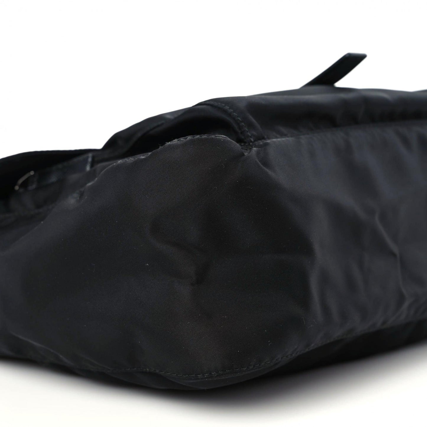 Nylon Vela Saffiano Single Buckle Messenger Shoulder Bag Black