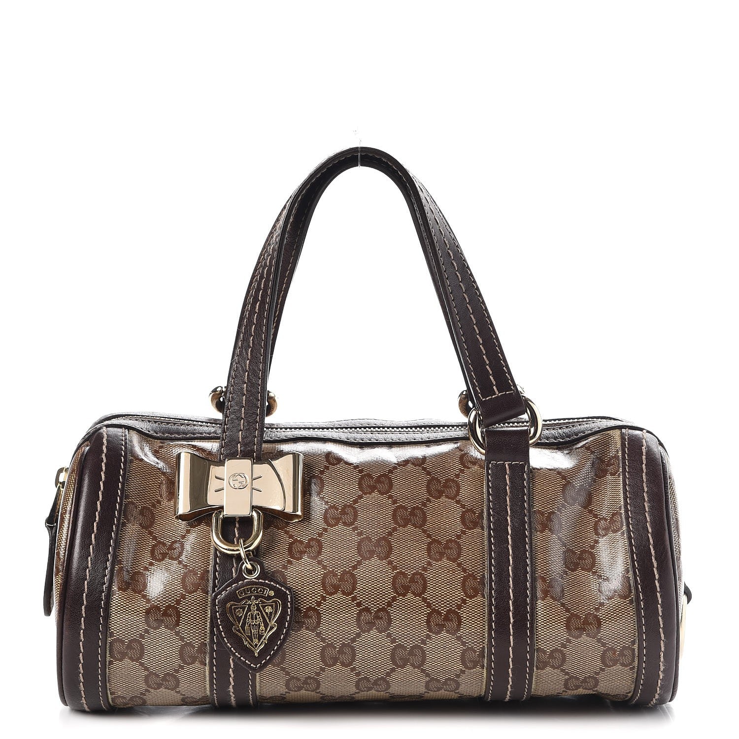 Gucci Crystal Monogram Duchessa Small Boston Bag Brown 1 of 9