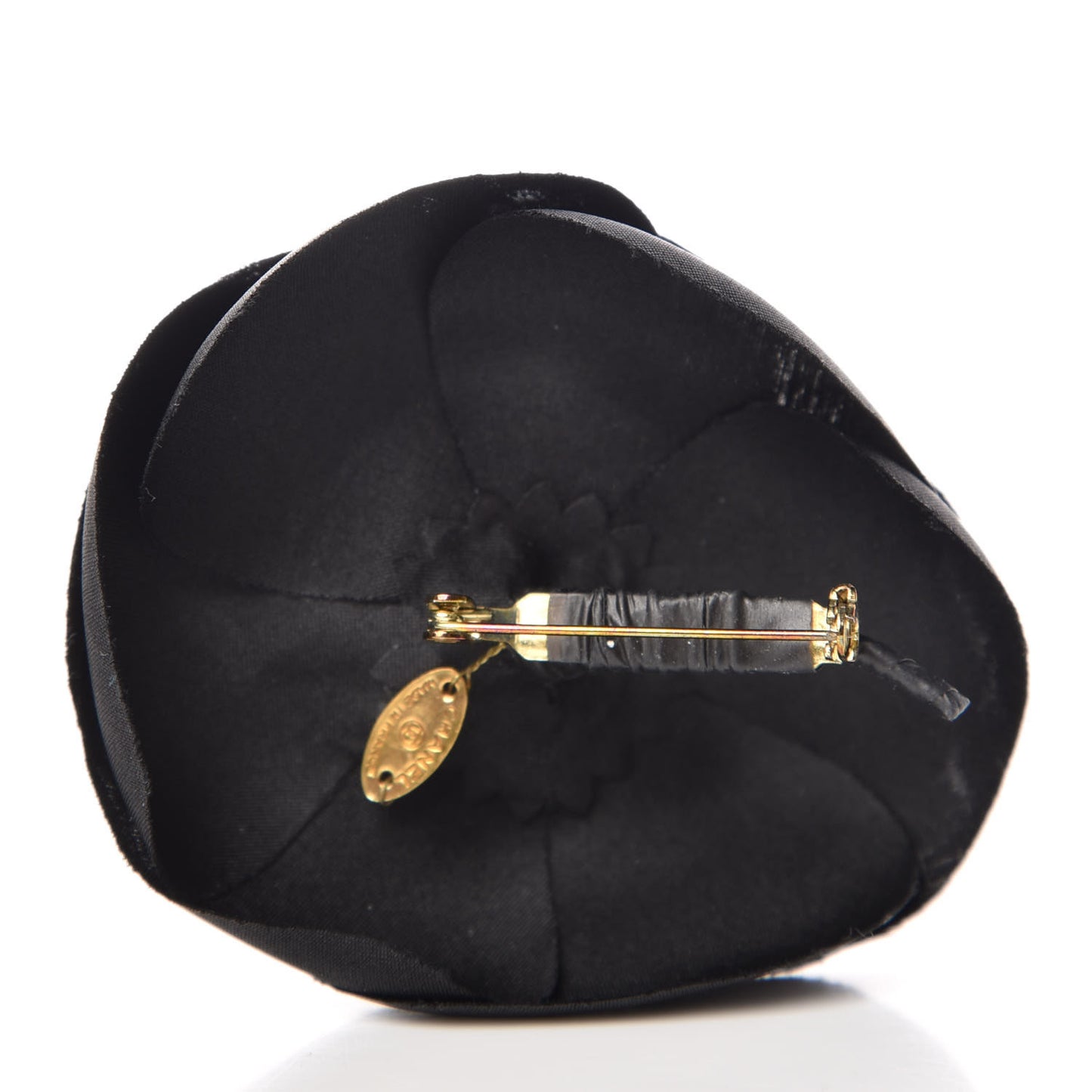 Silk Taffeta Camellia Brooch Pin Black