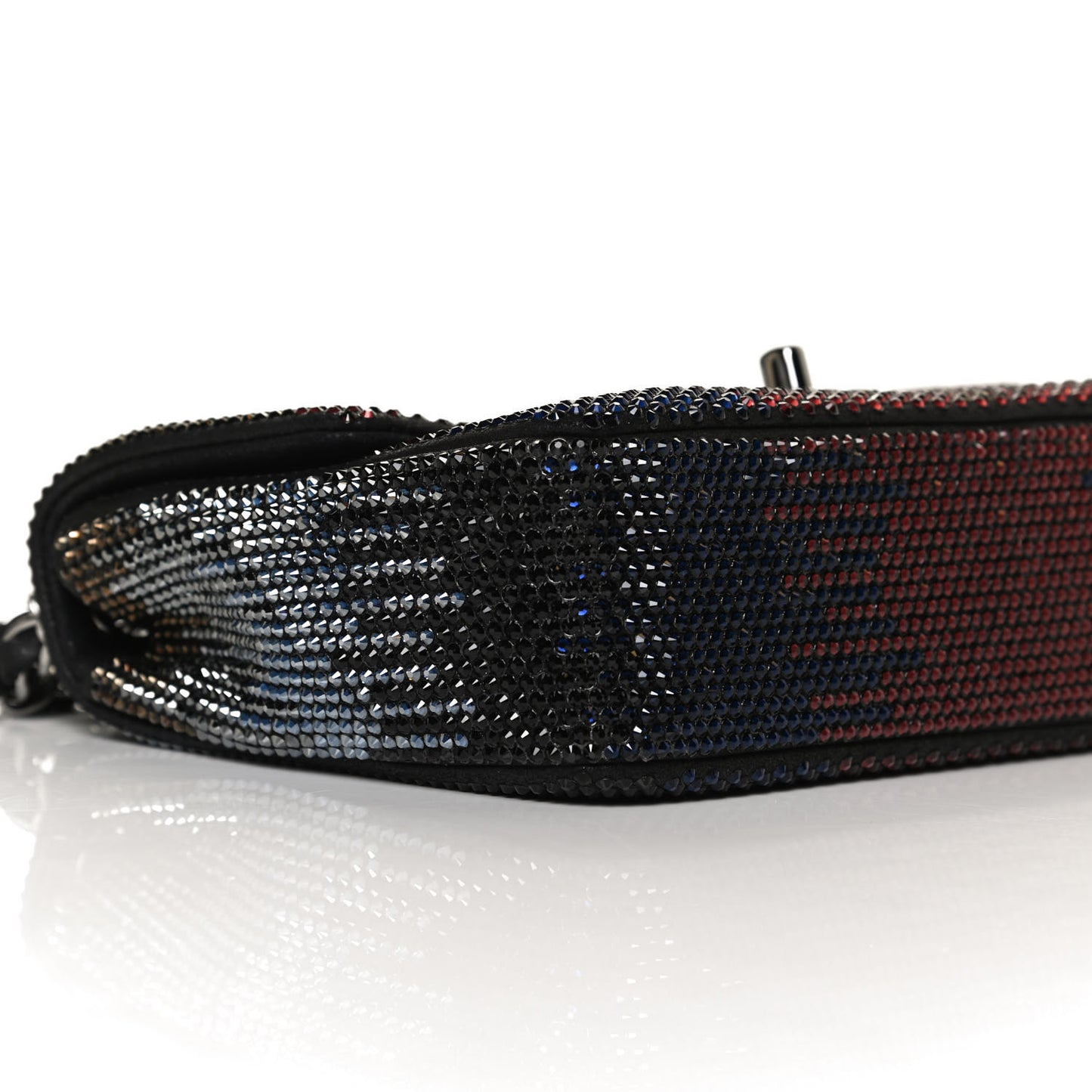 Suede Calfskin Crystal Small Single Flap Multicolor