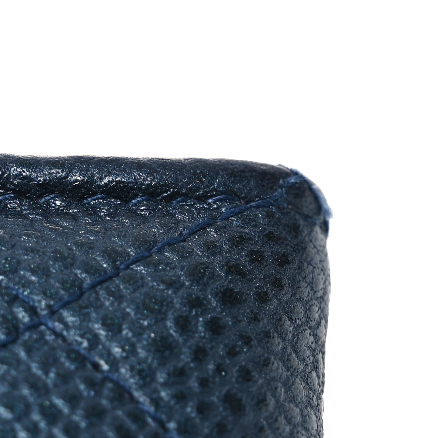 Metallic Caviar Quilted Flap Card Holder Dark Blue