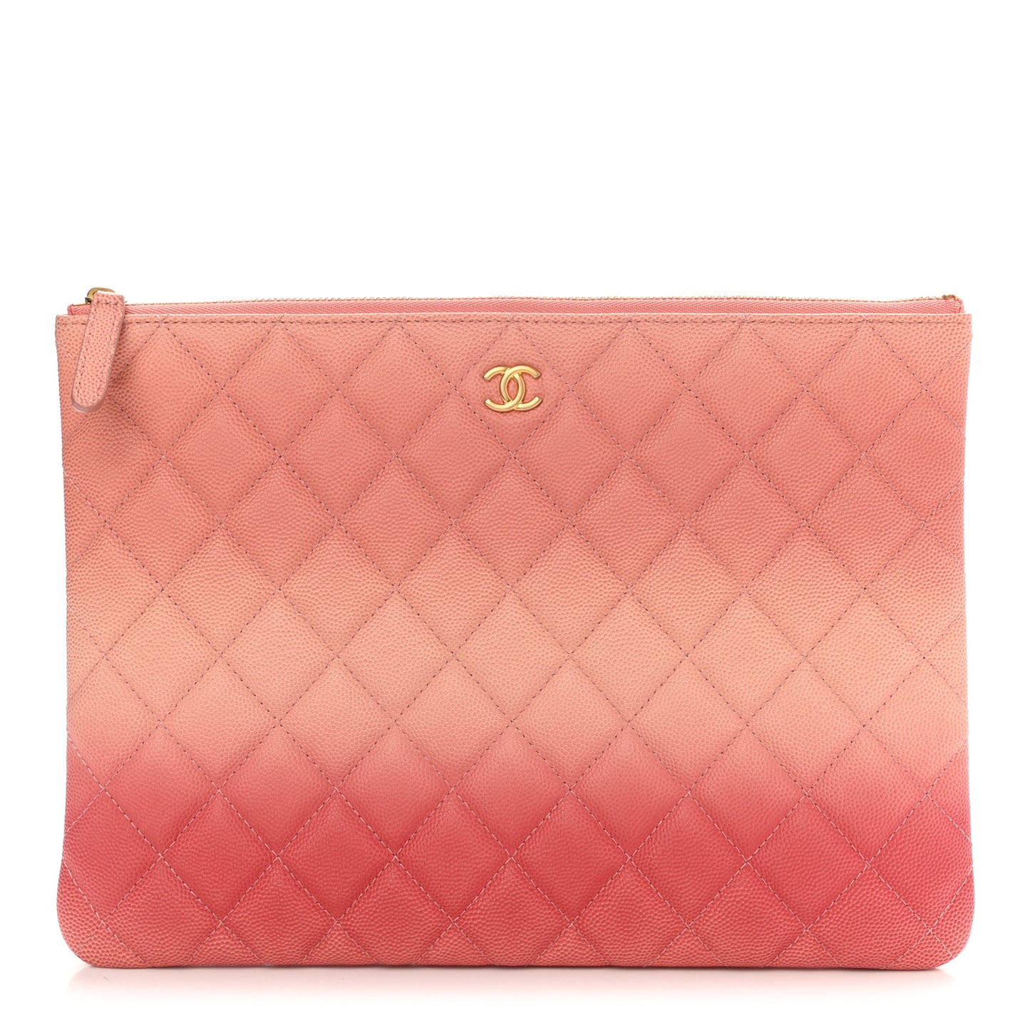 Caviar Quilted Ombre Medium Cosmetic Case Coral