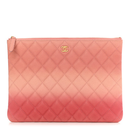 Chanel Caviar Quilted Ombre Medium Cosmetic Case Coral 1 of 7