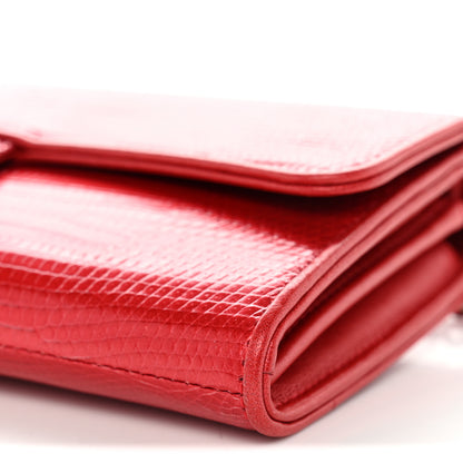 Chanel Lizard Wallet On Chain WOC Red 10 of 11