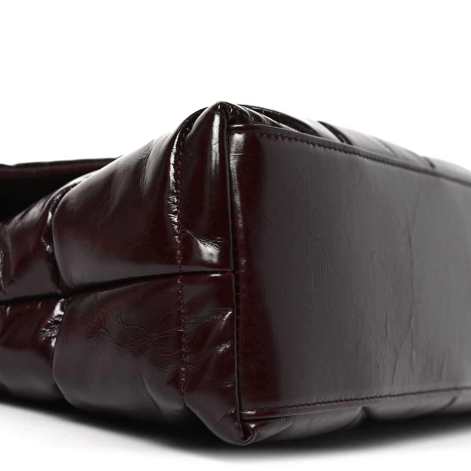 Saint Laurent Patent Quilted Small Loulou Puffer Monogram Chain Satchel Barolo Red 9 of 10