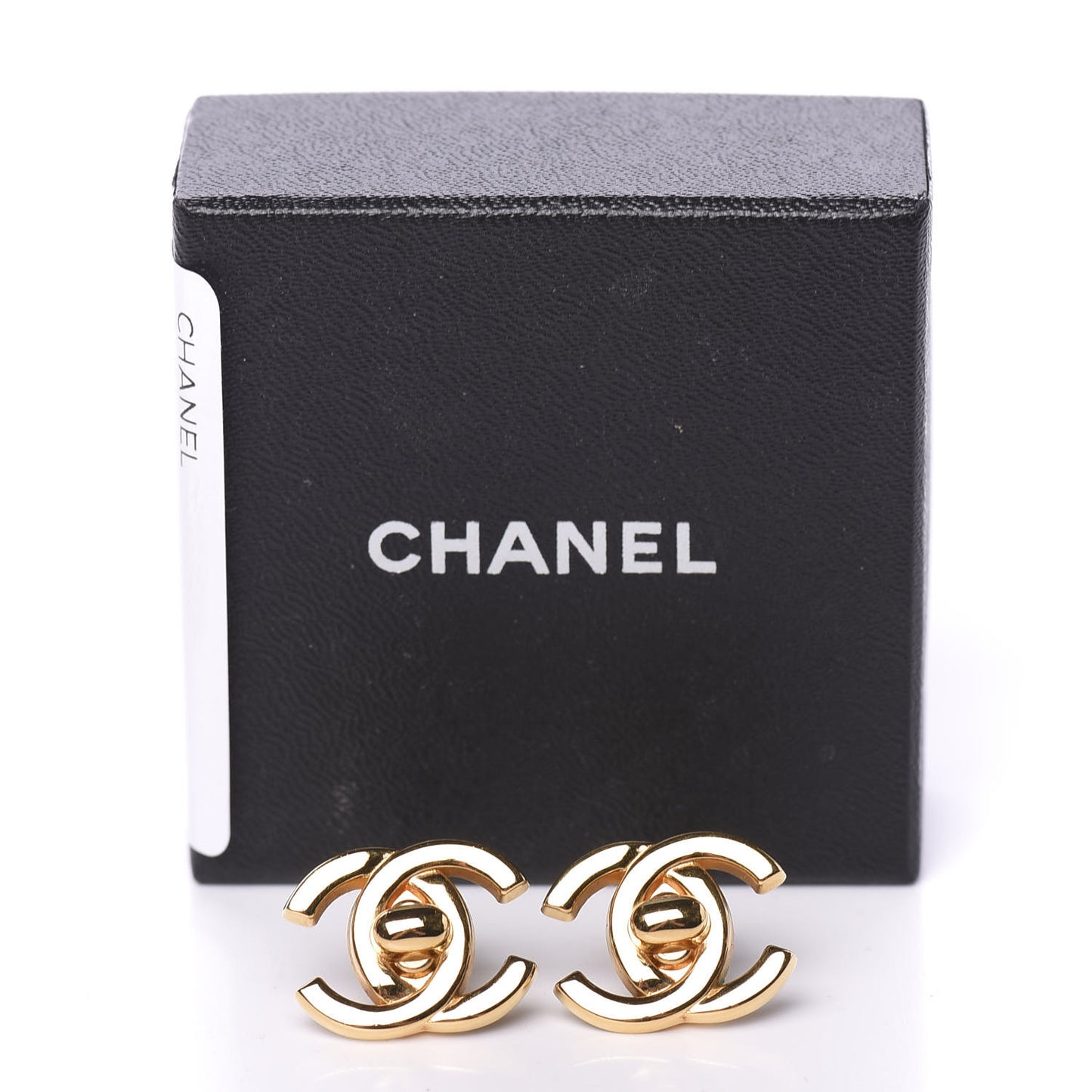 Metal CC Turnlock Clip On Earrings Gold