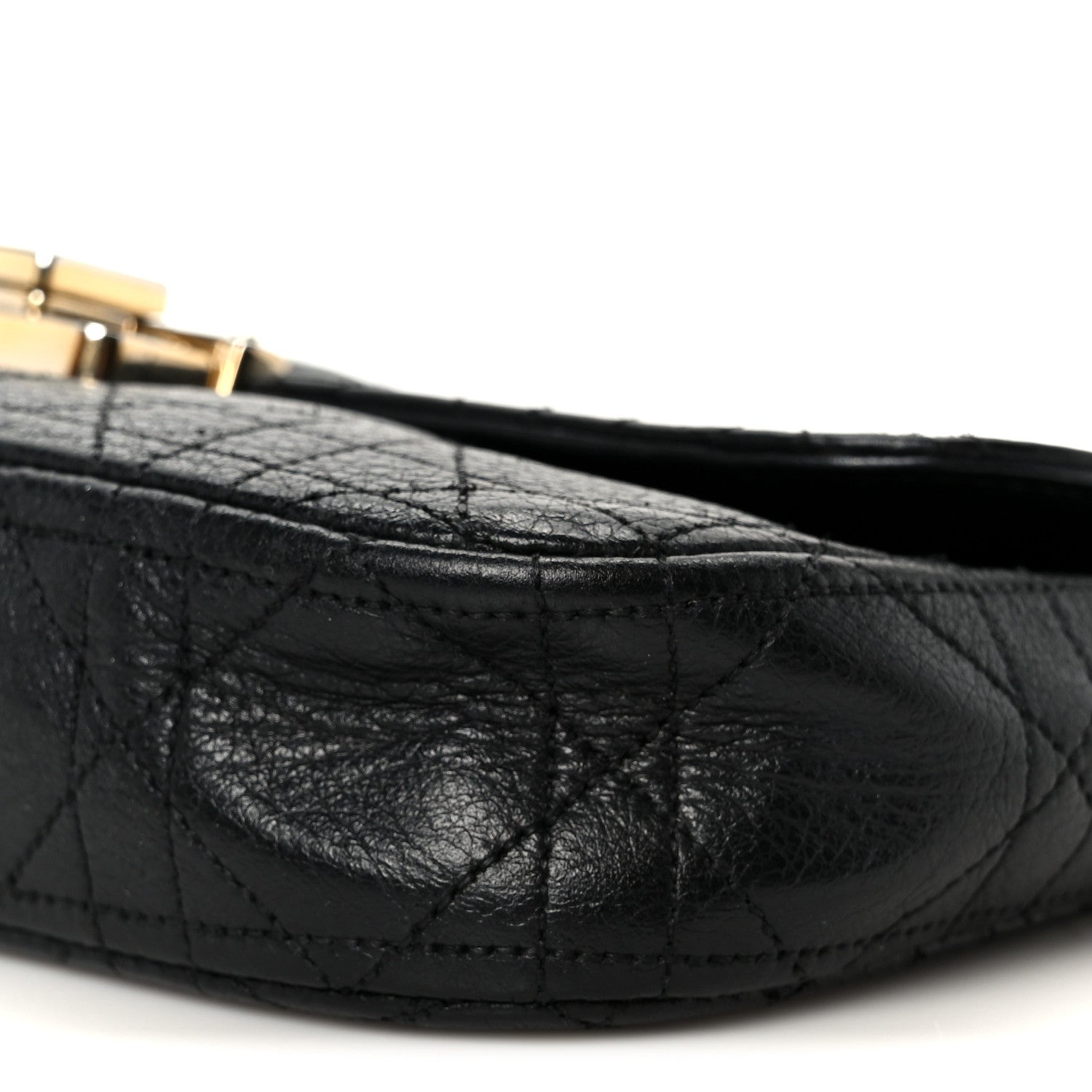 Christian Dior Grained Calfskin Cannage Diorling Wallet On Chain Black 10 of 10