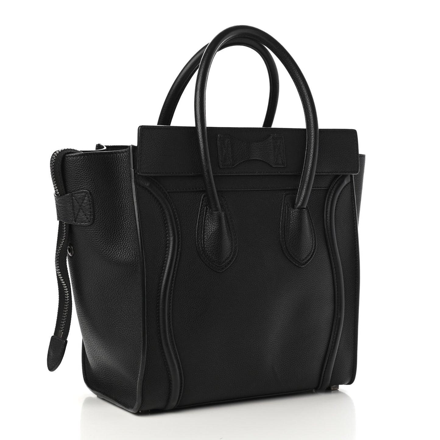 Drummed Calfskin Micro Luggage Black