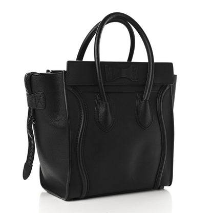 Celine Drummed Calfskin Micro Luggage Black 3 of 9