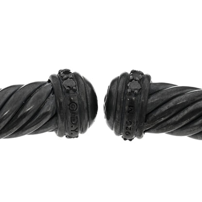 David Yurman Darkened Sterling Silver Black Diamond 7mm Cablespira Bracelet 3 of 4