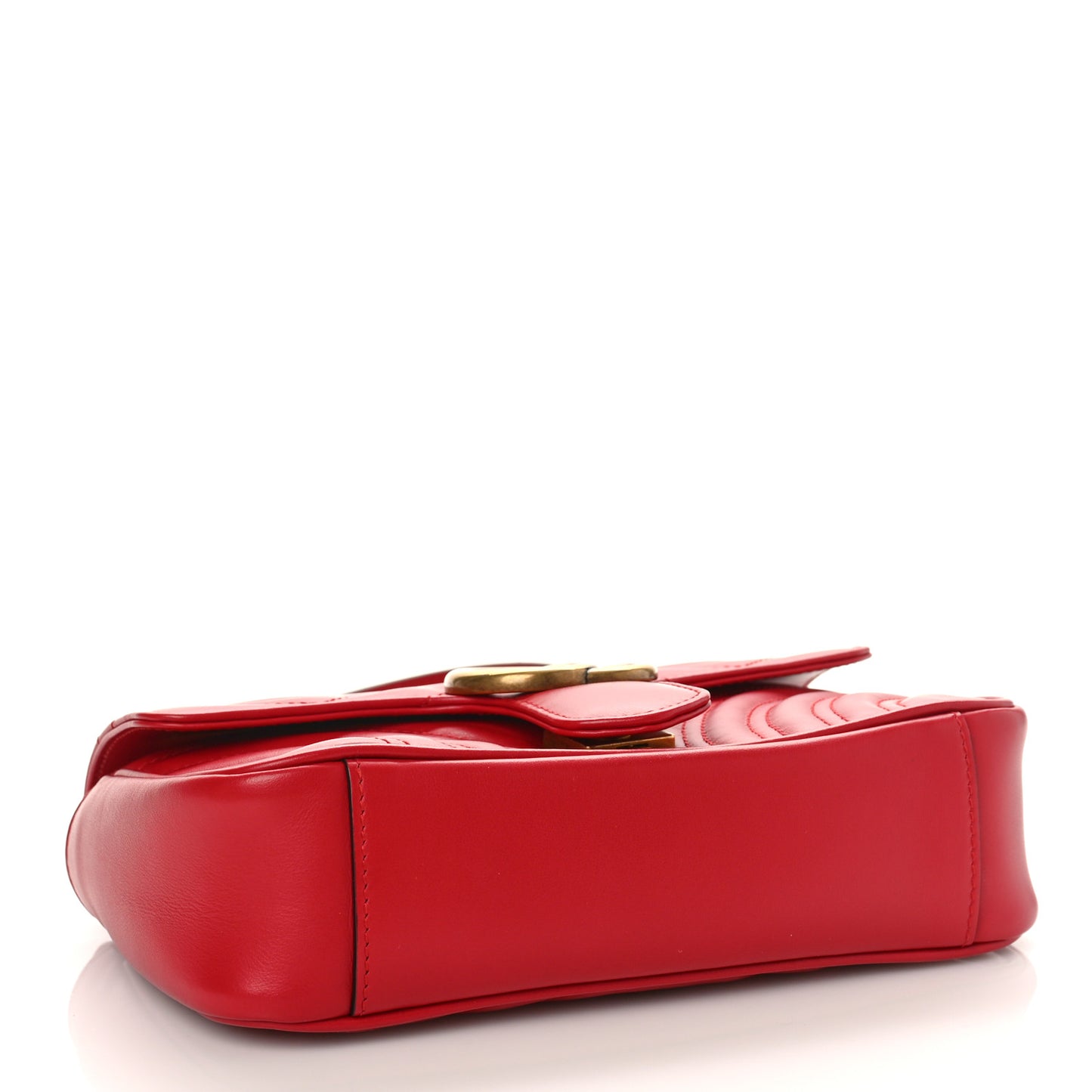 Calfskin Matelasse Mini GG Marmont Shoulder Bag Hibiscus Red