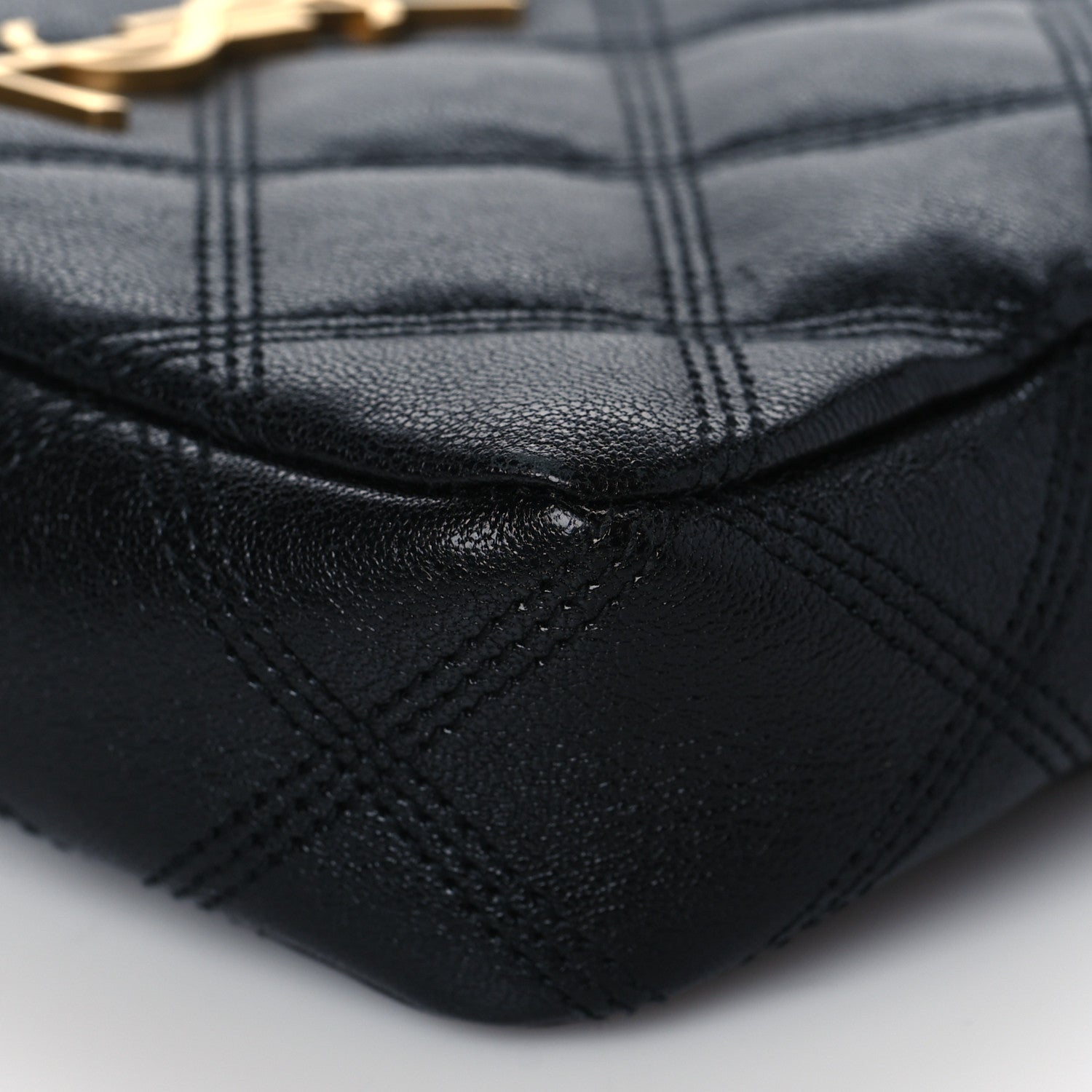 Saint Laurent Grained Lambskin Quilted Mini Becky Double Zip Bag Black 12 of 13