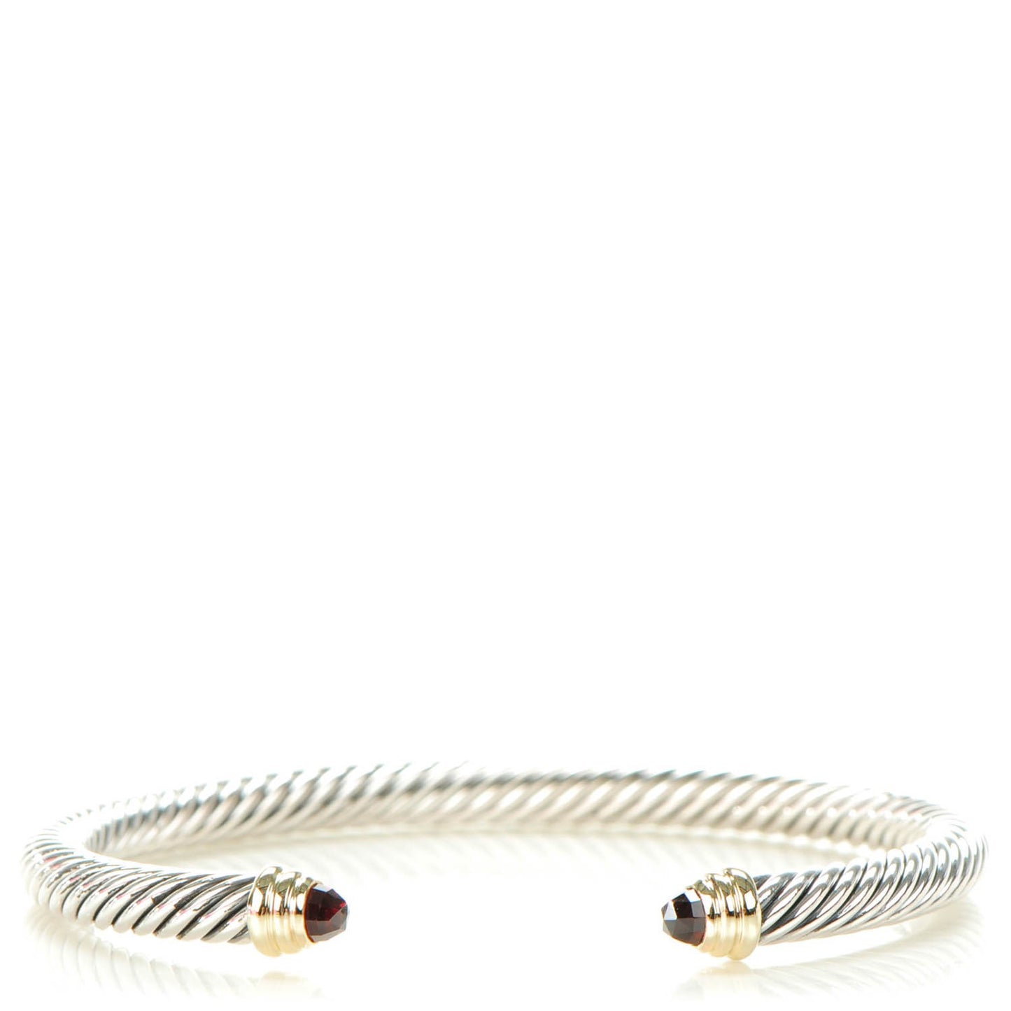 Sterling Silver 14K Yellow Gold Garnet 5mm Cable Classics Petite Color Bracelet