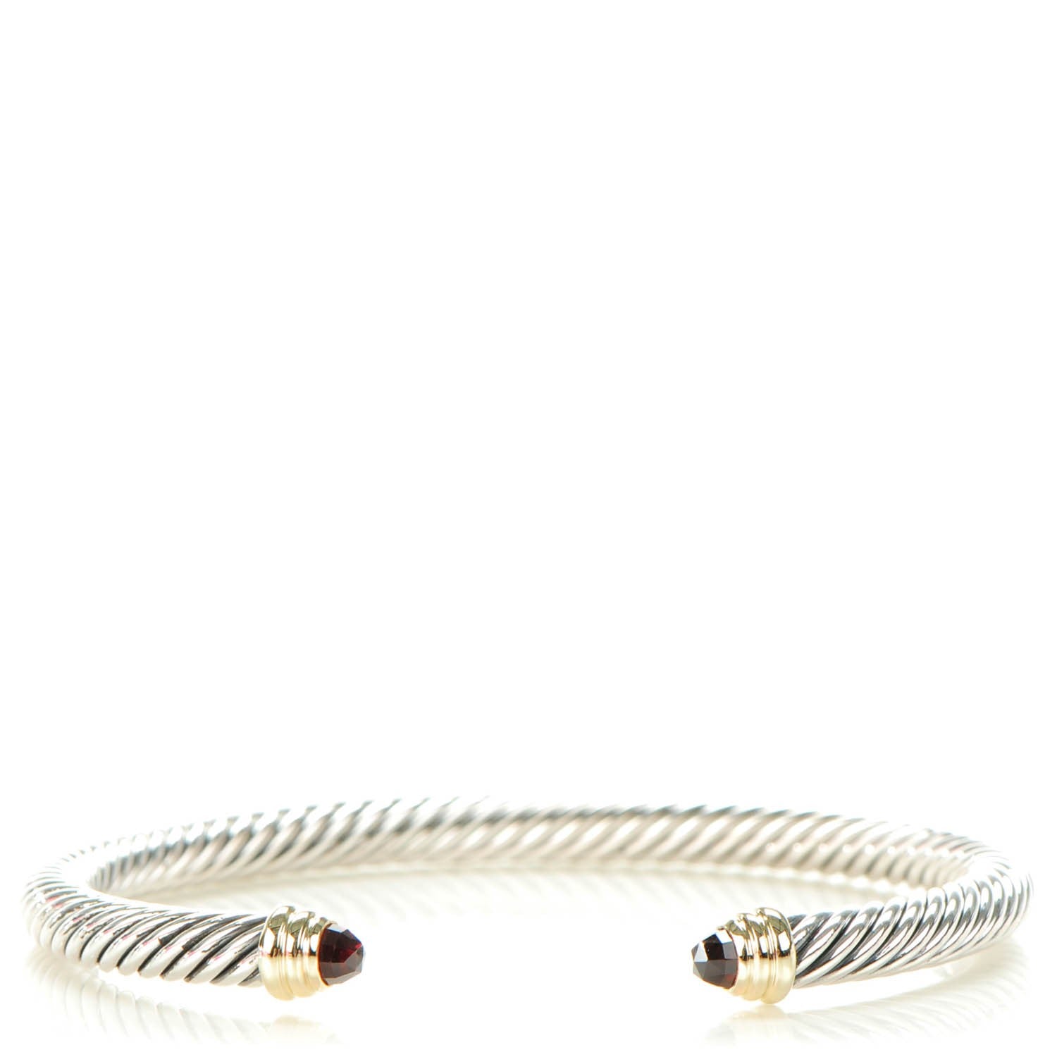 David Yurman Sterling Silver 14K Yellow Gold Garnet 5mm Cable Classics Petite Color Bracelet 1 of 7