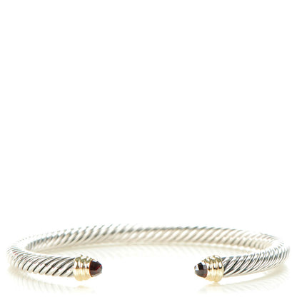 David Yurman Sterling Silver 14K Yellow Gold Garnet 5mm Cable Classics Petite Color Bracelet 1 of 7