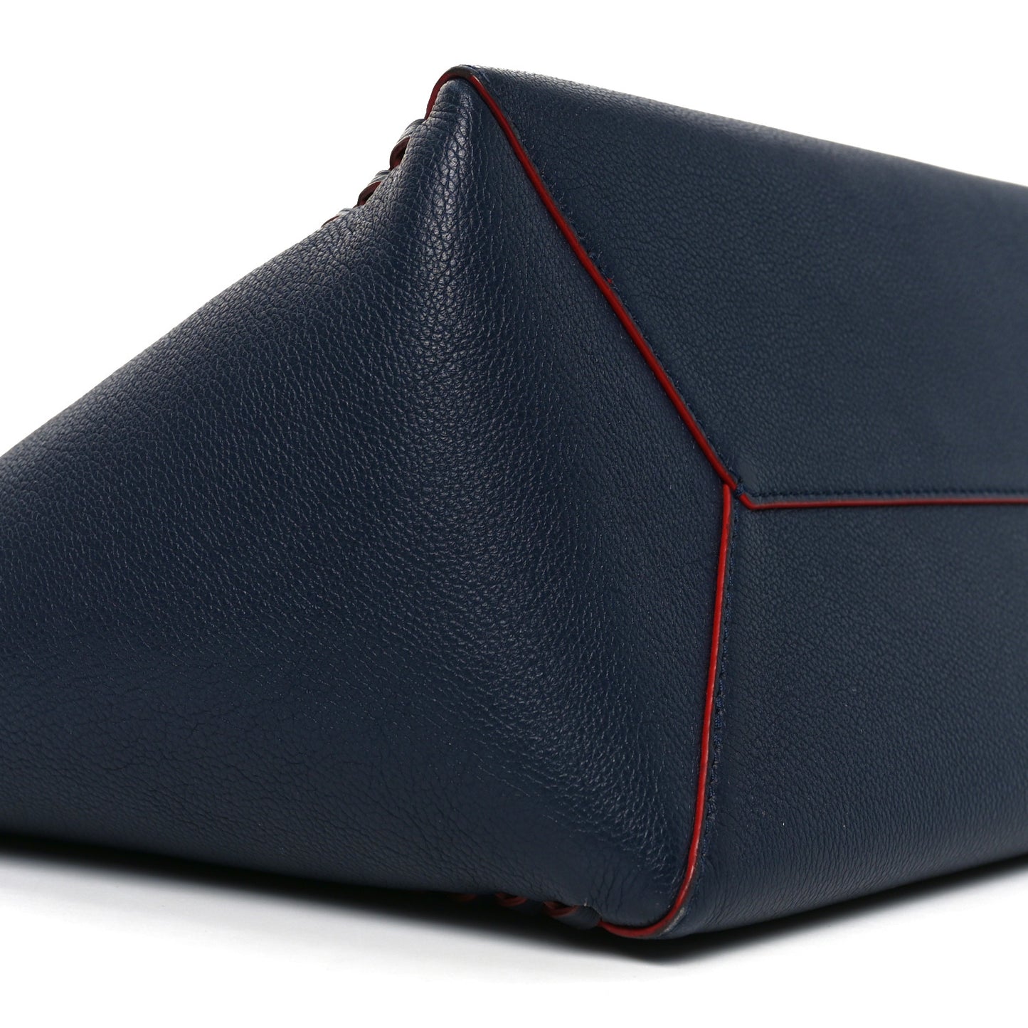 Calfskin Braided Lockme Cabas Marine Rouge
