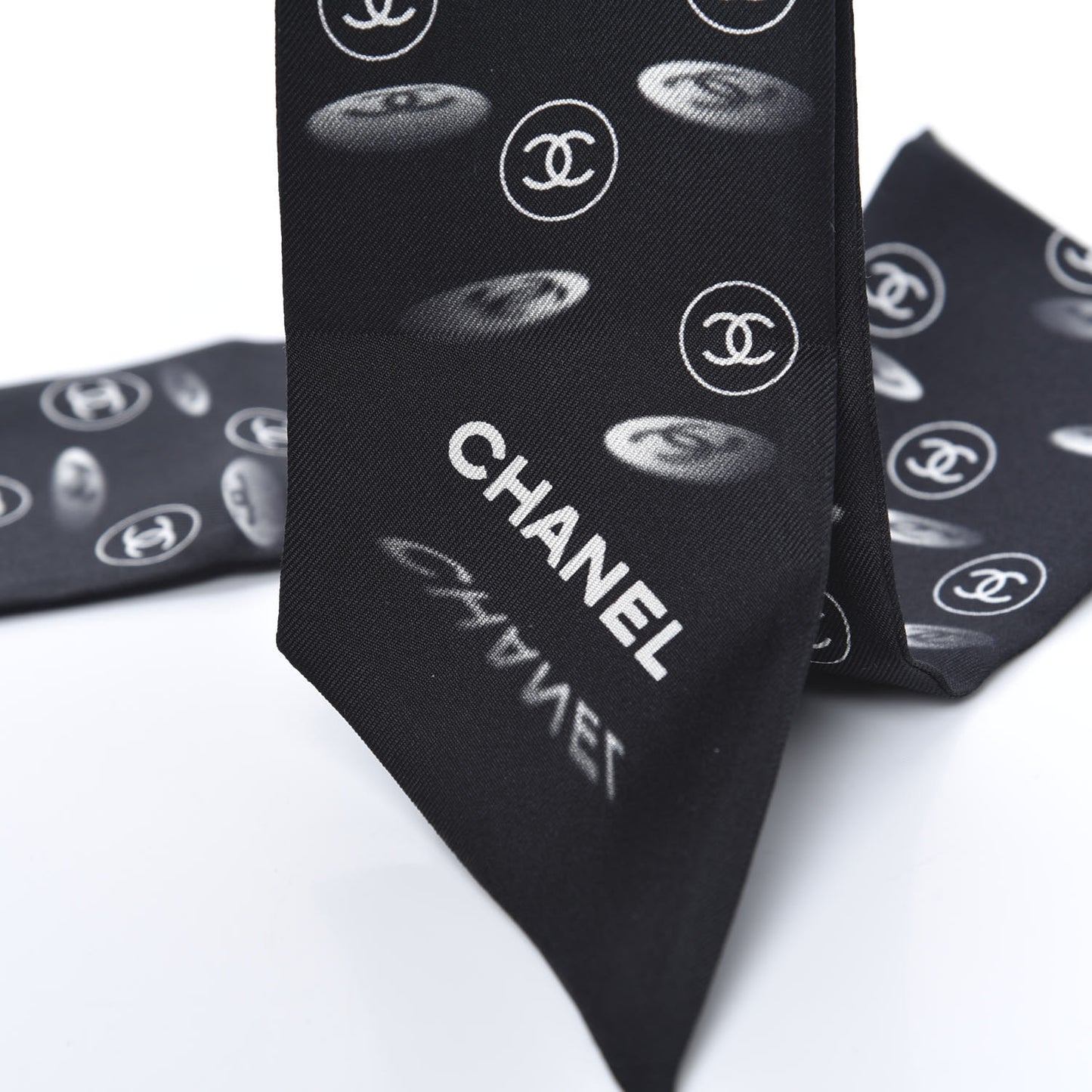 Silk CC Slim Bandeau Scarf Black