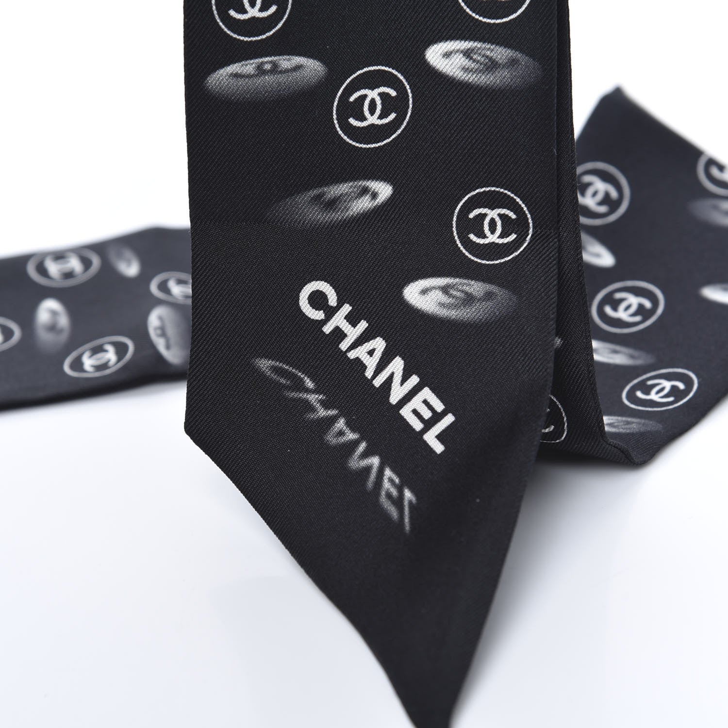 Chanel Silk CC Slim Bandeau Scarf Black 3 of 3