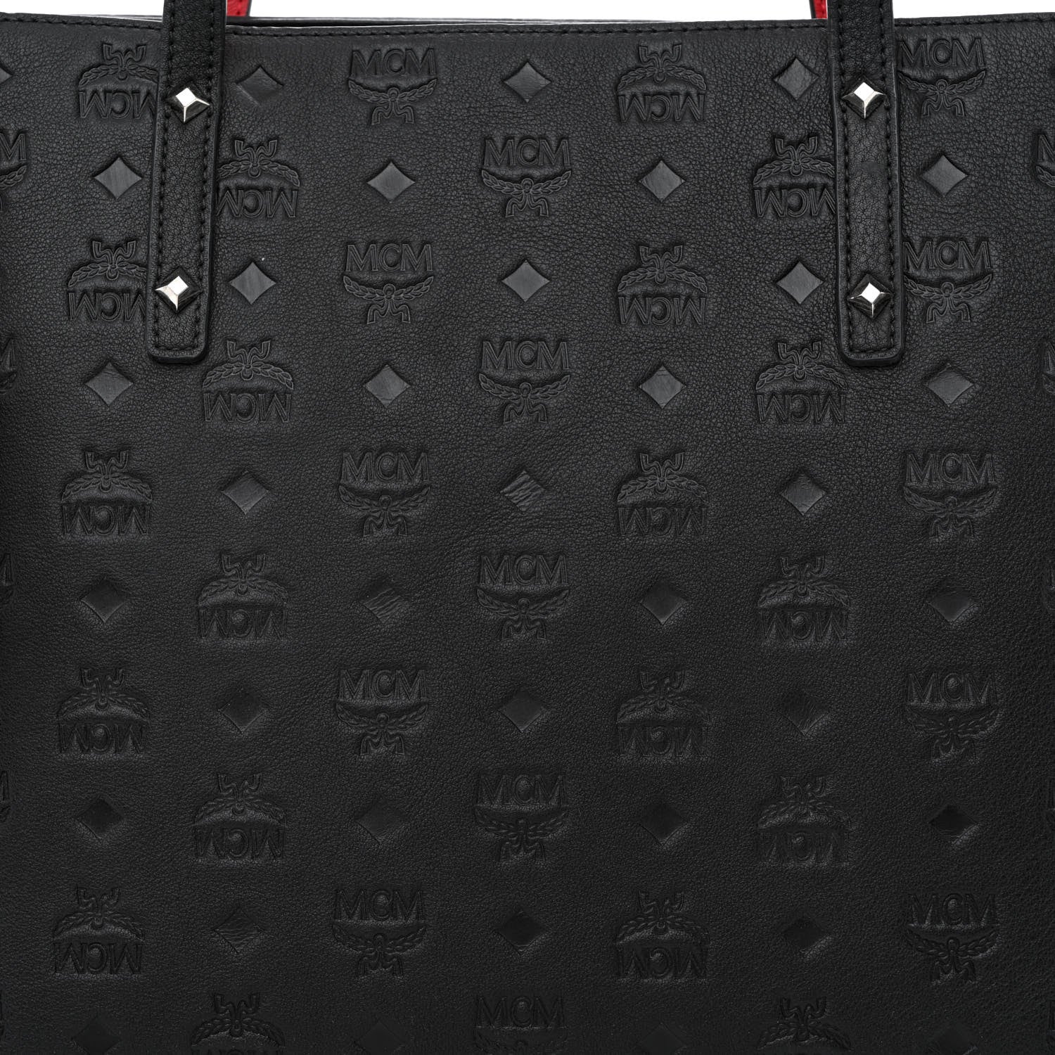 MCM Calfskin Ottomar Monogram Medium Klara Shopper Tote Black 8 of 10