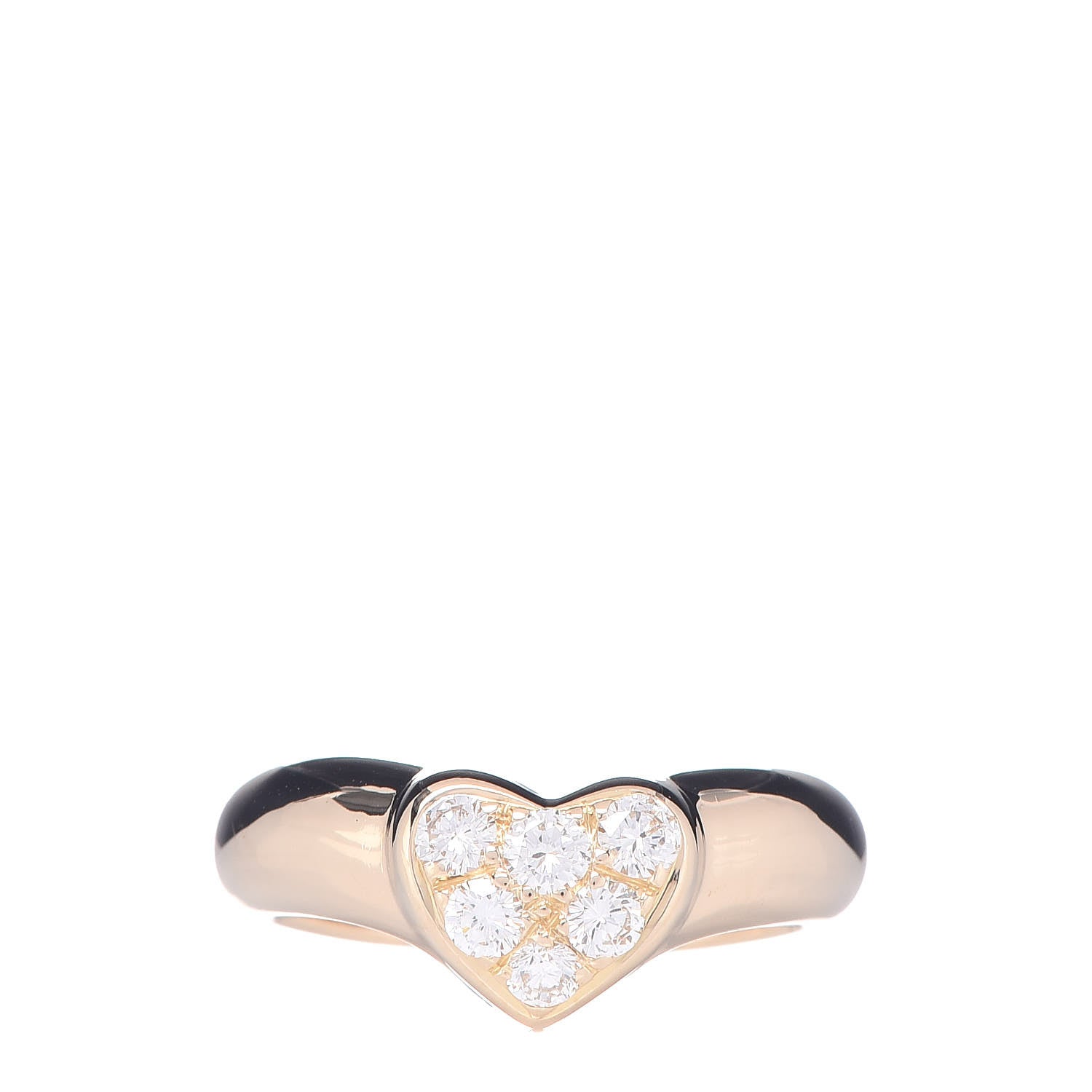 Tiffany 18K Yellow Gold Diamond Heart Band Ring 49 5 1 of 6