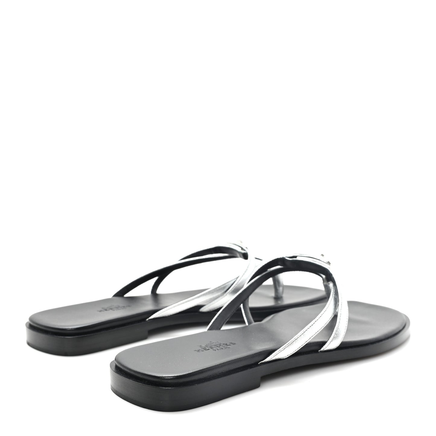 Calfskin Miss Sandals 39.5 Gris Argente