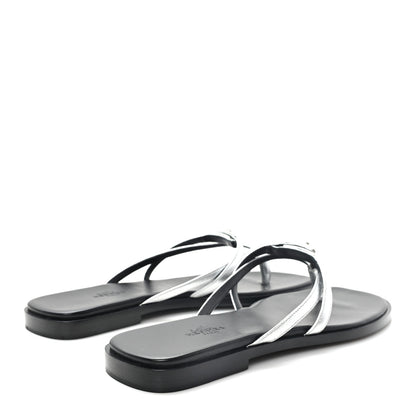 Hermes Calfskin Miss Sandals 39.5 Gris Argente 5 of 9