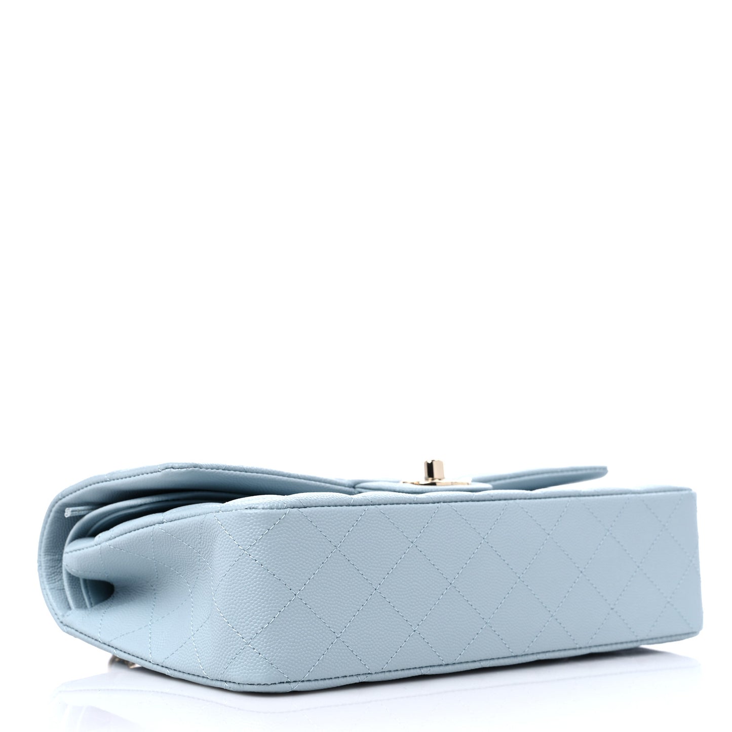 Caviar Quilted Medium Double Flap Light Blue