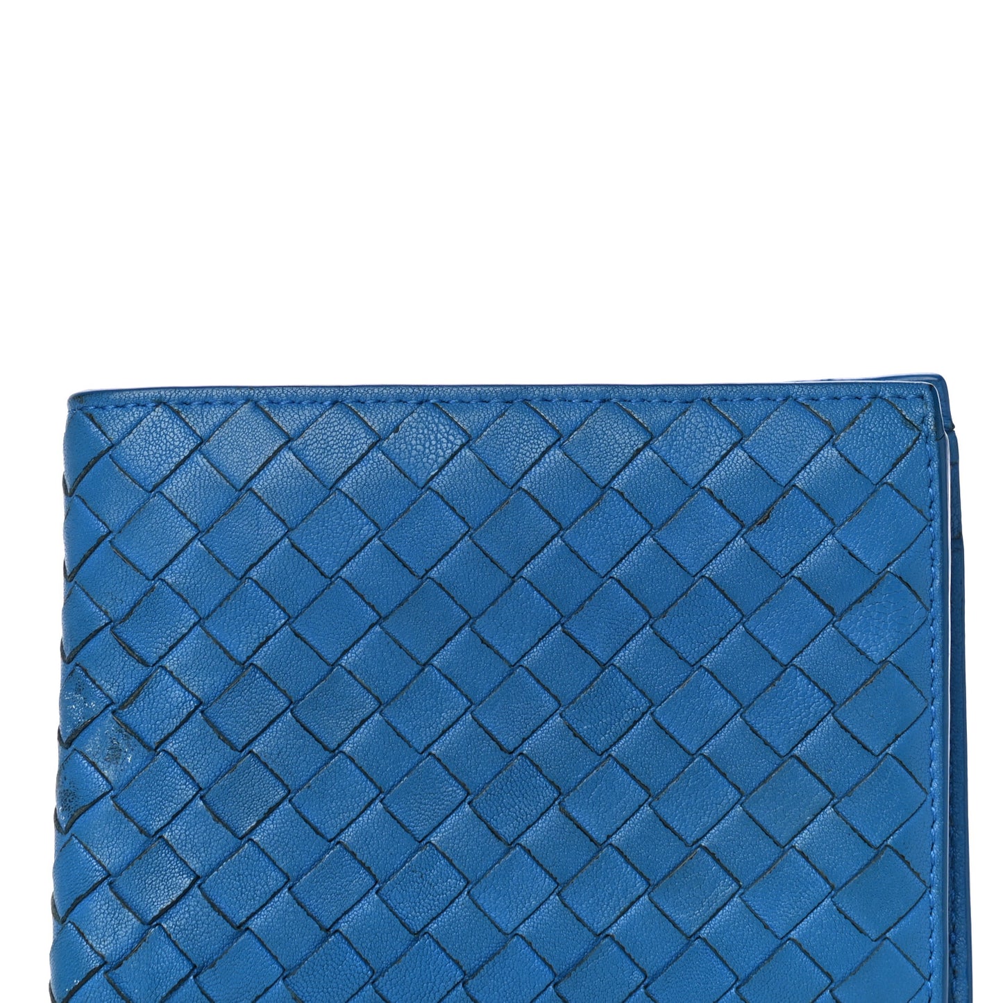 Nappa Intrecciato Bi-Fold Wallet Blue