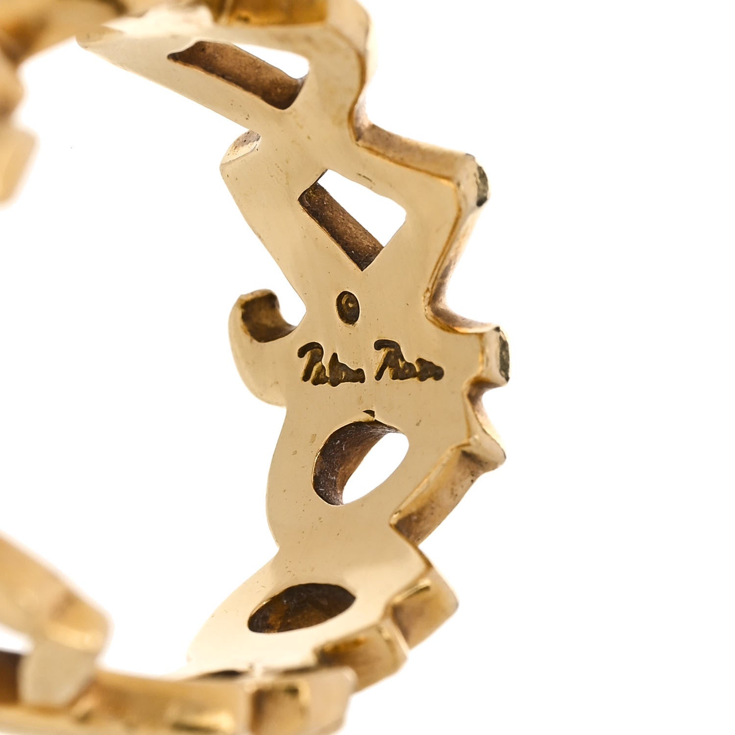 Tiffany 18K Yellow Gold Paloma Picasso Graffiti Love and Kisses Ring 54 7 5 of 5