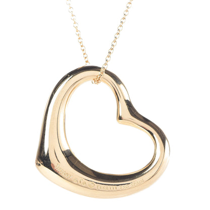 Tiffany 18K Yellow Gold Elsa Peretti Medium Open Heart Pendant Necklace 5 of 9