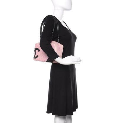 Chanel Calfskin Quilted Large Cambon Bowler Pink Black 2 of 17