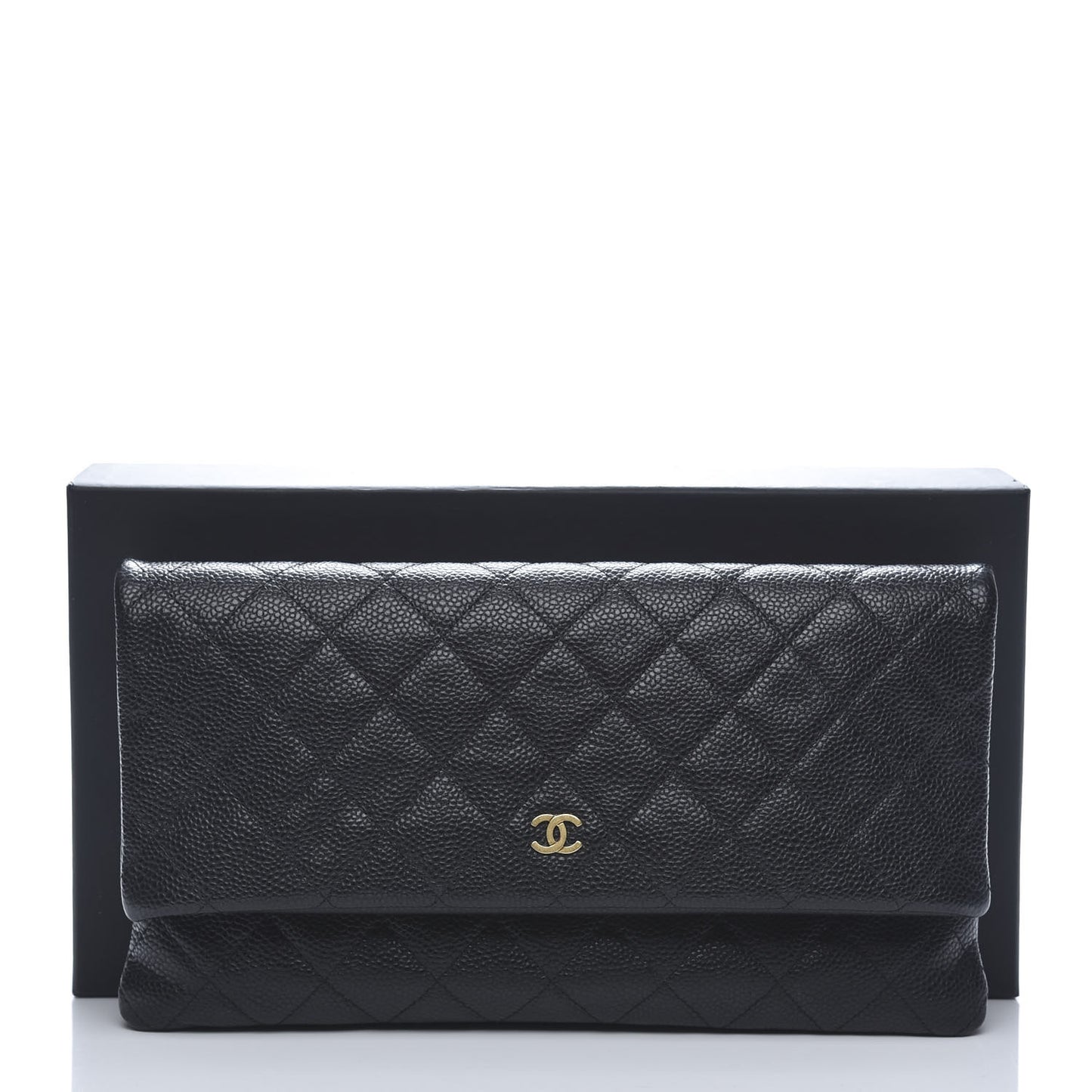 Caviar Quilted CC Beauty Clutch Black